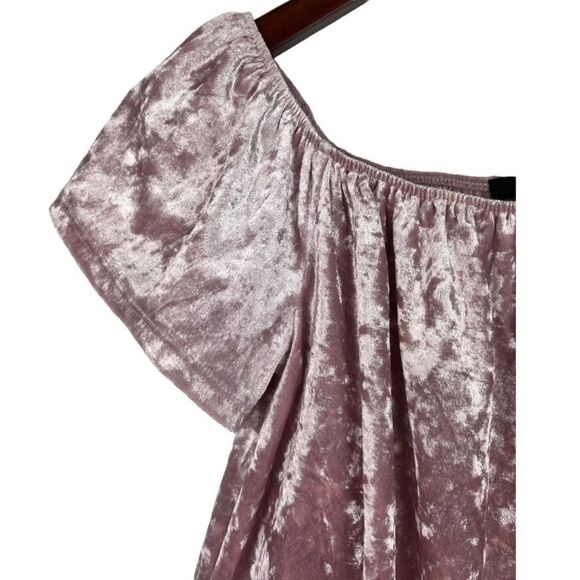 Forever 21 Pink Velvet On/Off the Shoulder Women's Blouse Size Small - Picture 3 of 7